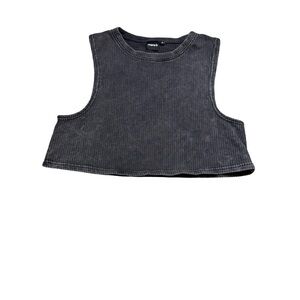 ✨ Mono B Ribbed Cropped Muscle Tank Charcoal Gray Size M ✨